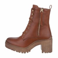 Damen High-Heel Stiefeletten - camel