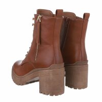 Damen High-Heel Stiefeletten - camel