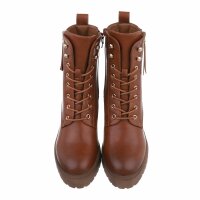 Damen High-Heel Stiefeletten - camel