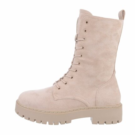 Damen Schnürstiefeletten - beige Gr. 39