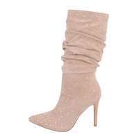 Damen High-Heel Stiefel - beige