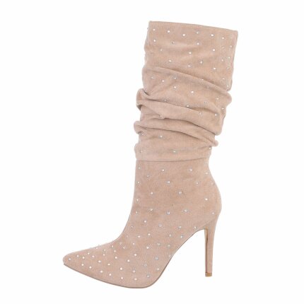 Damen High-Heel Stiefel - beige Gr. 41
