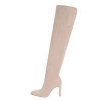 Damen Overknee-Stiefel - beige