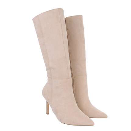 Damen High-Heel Stiefel - beige