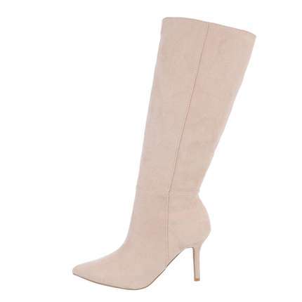 Damen High-Heel Stiefel - beige Gr. 39