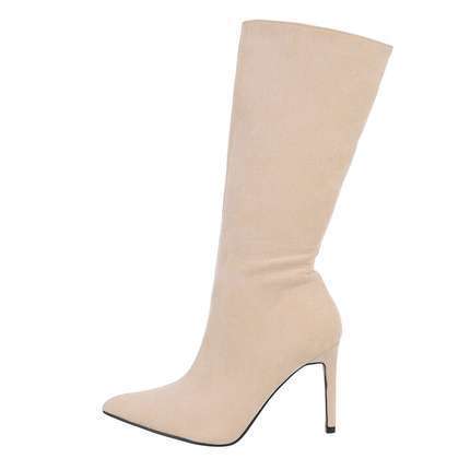 Damen High-Heel Stiefel - beige Gr. 38