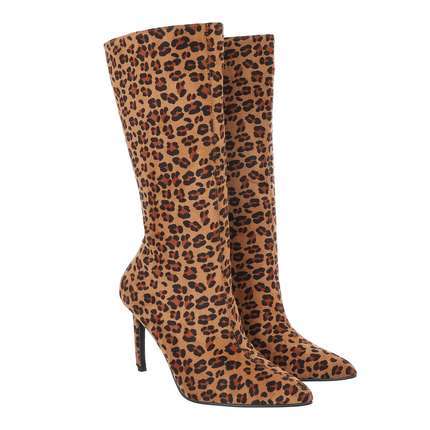 Damen High-Heel Stiefel - leopard