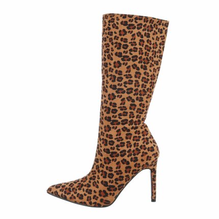 Damen High-Heel Stiefel - leopard Gr. 39