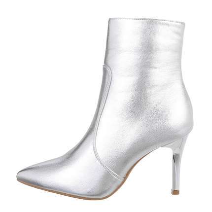 Damen High-Heel Stiefeletten - silver Gr. 37