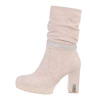 Damen High-Heel Stiefeletten - beige