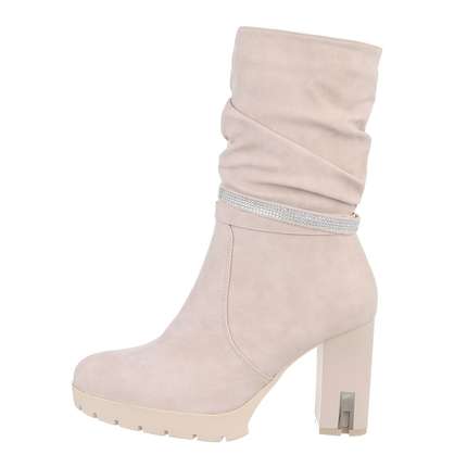 Damen High-Heel Stiefeletten - beige Gr. 40