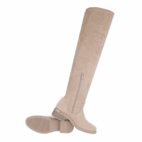 Damen Overknee-Stiefel - beigesuede