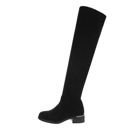 Damen Overknee-Stiefel - blacksuede Gr. 36