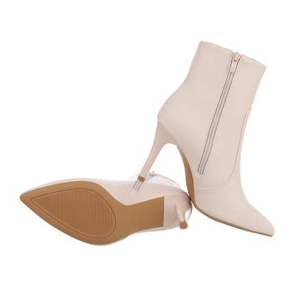 Damen High-Heel Stiefeletten - beige