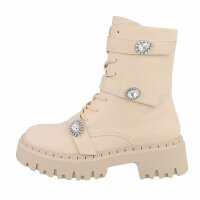 Damen Schnrstiefeletten - beige