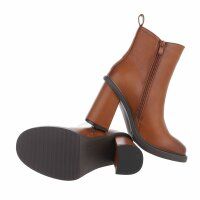 Damen High-Heel Stiefeletten - camel