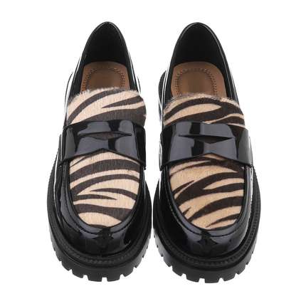 Damen Slipper - beigezebra