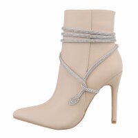 Damen High-Heel Stiefeletten - beige