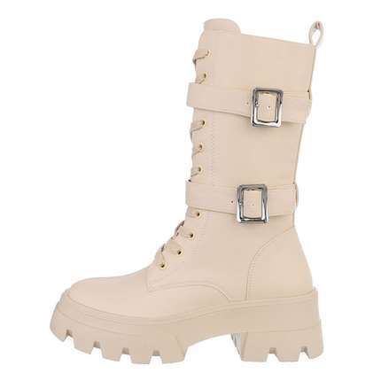 Damen Schnrstiefel - beige