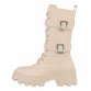Damen Schnürstiefel - beige Gr. 38