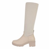 Damen High-Heel Stiefel - beige