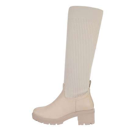 Damen High-Heel Stiefel - beige Gr. 40