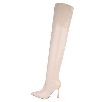 Damen Overknee-Stiefel - beige Gr. 40