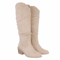 Damen High-Heel Stiefel - beige