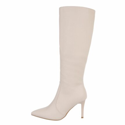 Damen High-Heel Stiefel - beigepu Gr. 41