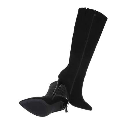 Damen High-Heel Stiefel - blacksuede