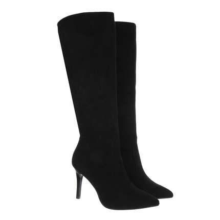 Damen High-Heel Stiefel - blacksuede