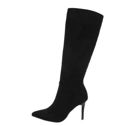 Damen High-Heel Stiefel - blacksuede Gr. 36