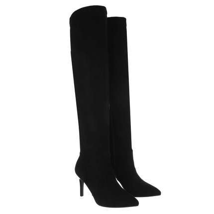 Damen Overknee-Stiefel - blacksuede