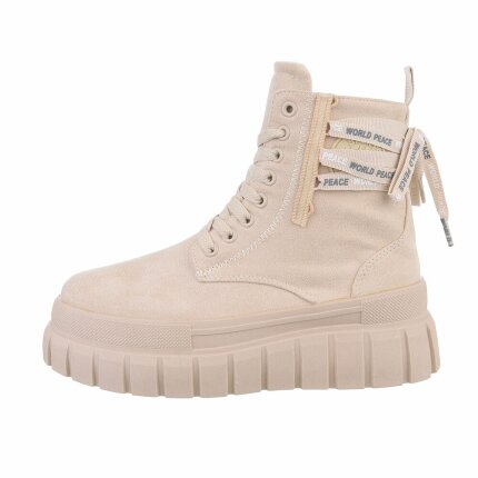 Damen Schnürstiefeletten - beige