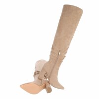 Damen Overknee-Stiefel - beige