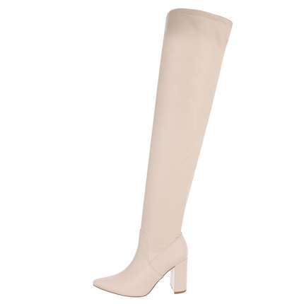 Damen Overknee-Stiefel - beige Gr. 36