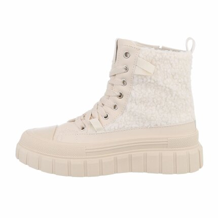 Damen Schnürstiefeletten - beige Gr. 39