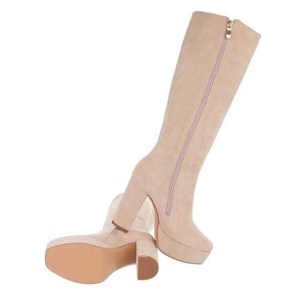 Damen High-Heel Stiefel - beige