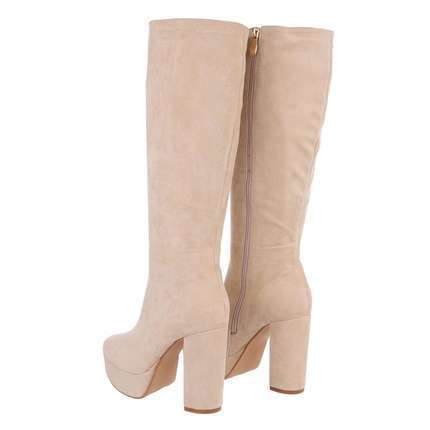 Damen High-Heel Stiefel - beige