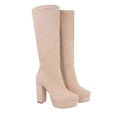 Damen High-Heel Stiefel - beige