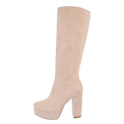 Damen High-Heel Stiefel - beige Gr. 39