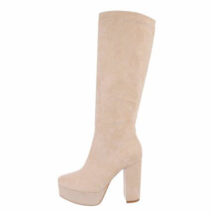 Damen High-Heel Stiefel - beige Gr. 41