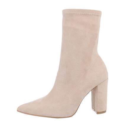 Damen High-Heel Stiefeletten - beige