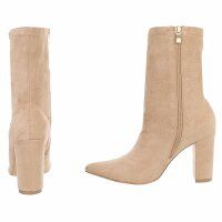 Damen High-Heel Stiefeletten - beige