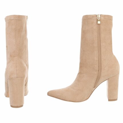 Damen High-Heel Stiefeletten - beige - 12 Paar