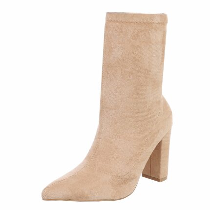 Damen High-Heel Stiefeletten - beige Gr. 37