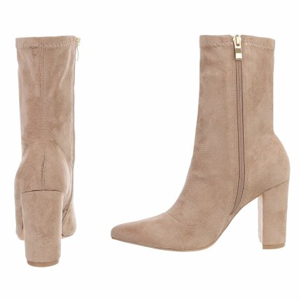 Damen High-Heel Stiefeletten - khaki