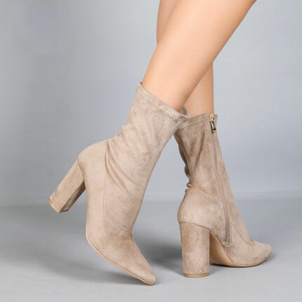 Damen High-Heel Stiefeletten - khaki