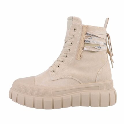 Damen Schnrstiefeletten - beige