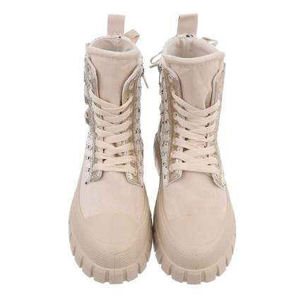 Damen Schnrstiefeletten - beige